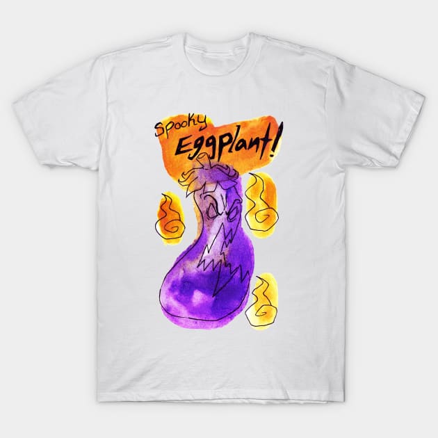 Spooky Eggplant Watercolor T-Shirt by saradaboru